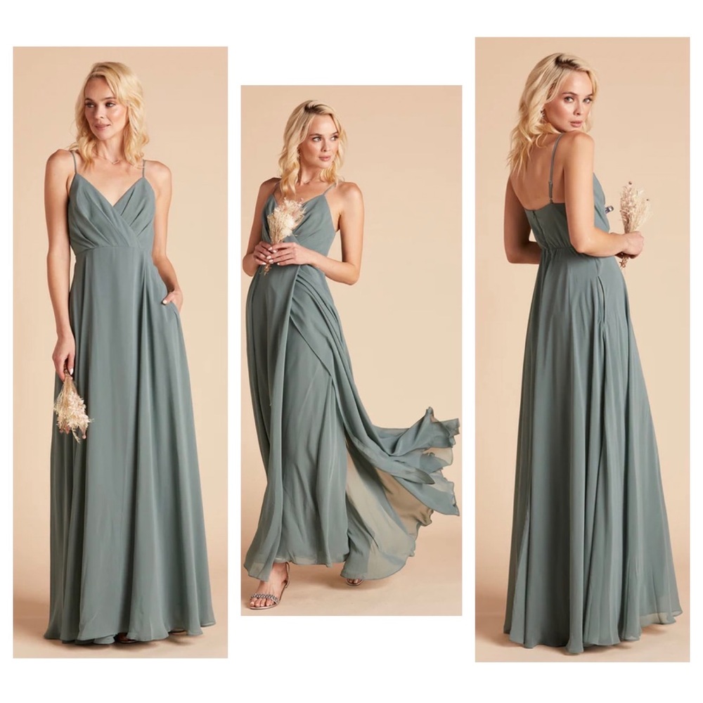 NWT Birdy Grey Kaia Chiffon Sea Glass Green Maxi Dress Medium M GG4